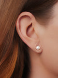 Ralph Lauren faux pearl stud earrings in white and silver - British product