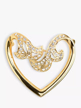 John Lewis Eclectica Pre-Loved Attwood & Sawyer Swarovski Crystal Heart Brooch Gold- Buy online at McGrocer