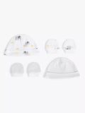 John Lewis Premature Baby GOTS Organic Cotton Elephant Stripe Hat & Mittens Set, Pack of 2, Grey