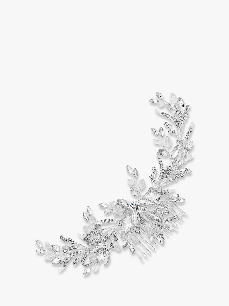 Jon Richard silver plated crystal beaded wreath hair comb, UK version