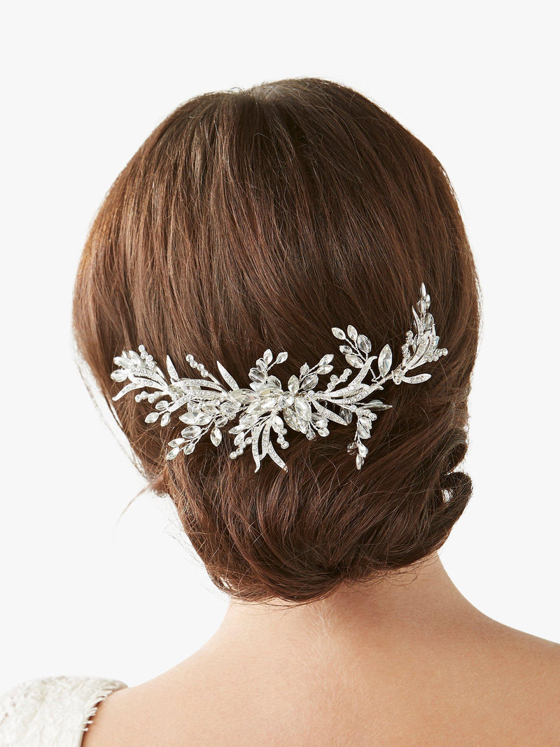 Jon Richard silver plated crystal beaded wreath hair comb, UK version