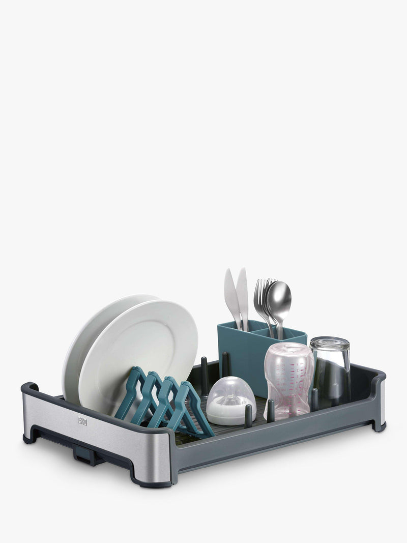 EKO Regal dish drainer with collapsible holders and removable cutlery tray - British product
