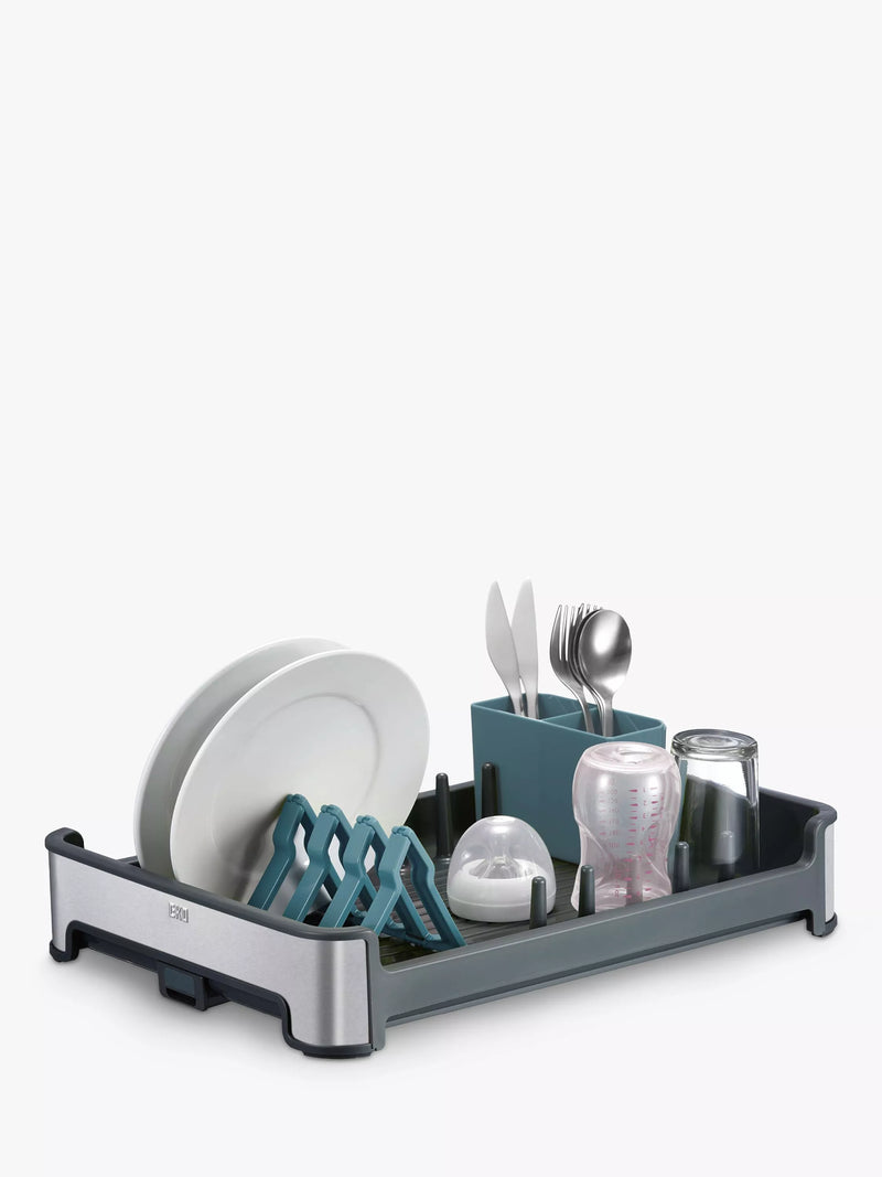 EKO Regal dish drainer with collapsible holders and removable cutlery tray - British product