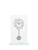 John Lewis Acctim La Collina Roman Numeral Quartz Analogue Glass Pendulum Mantel Clock, Clear, 22cm- Buy online at McGrocer