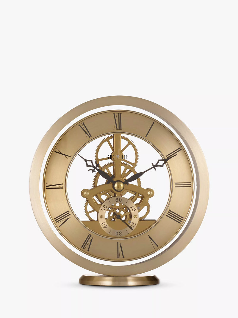 Acctim skeleton mantel carriage clock in gold, 13cm - British product