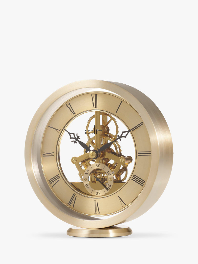 Acctim skeleton mantel carriage clock in gold, 13cm - British product