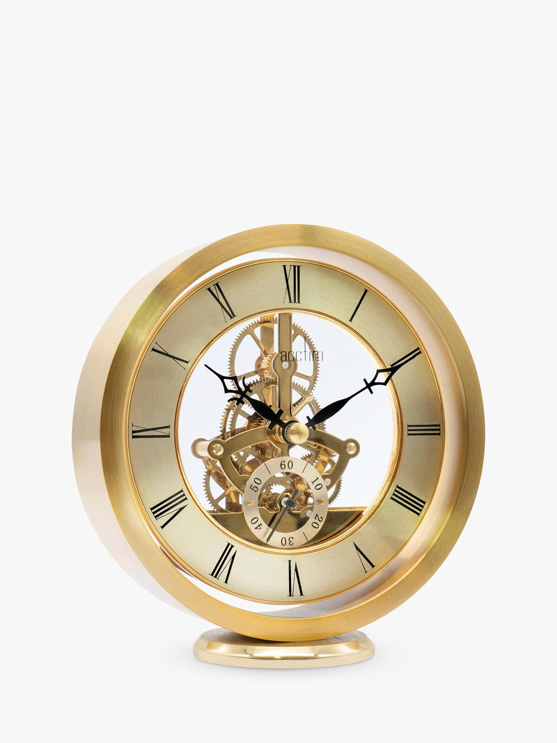 Acctim skeleton mantel carriage clock in gold, 13cm - British product
