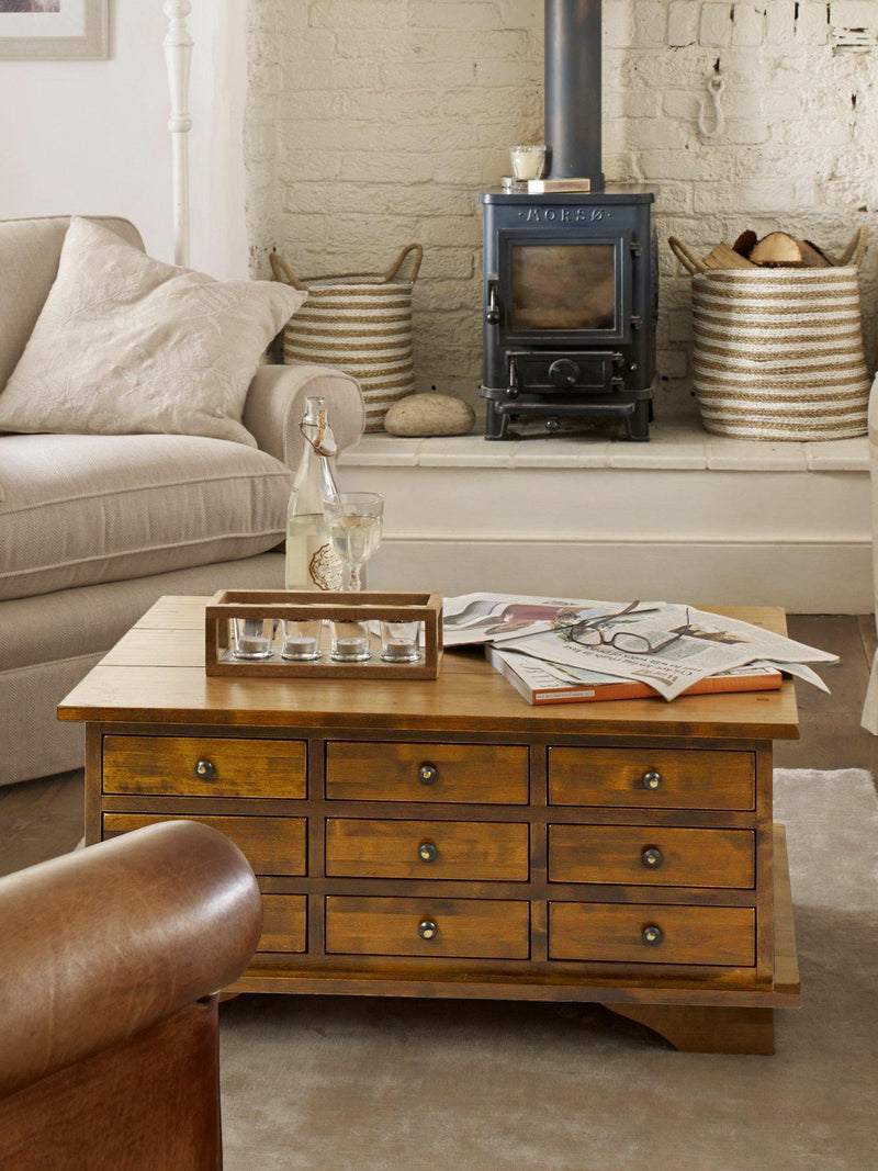 Laura Ashley 9 drawer coffee table dark brown, UK version