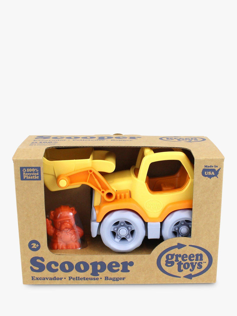 Green Toys scooper truck with bulldog figure, UK version