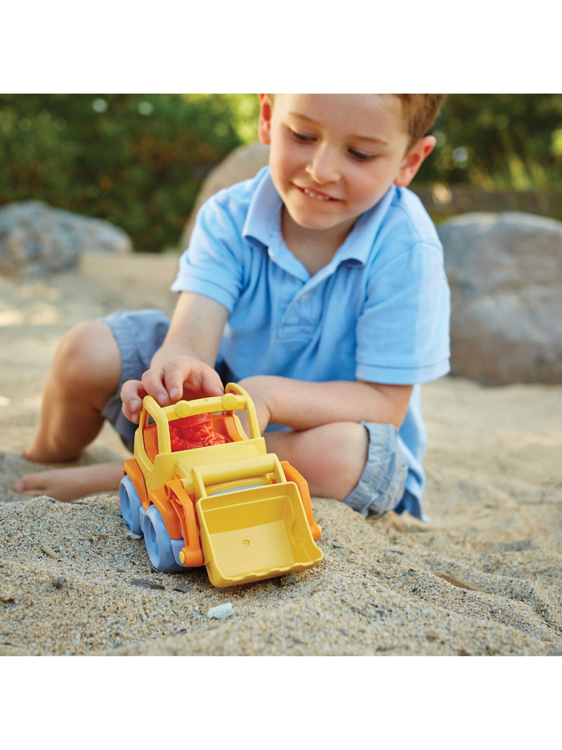 Green Toys scooper truck with bulldog figure, UK version