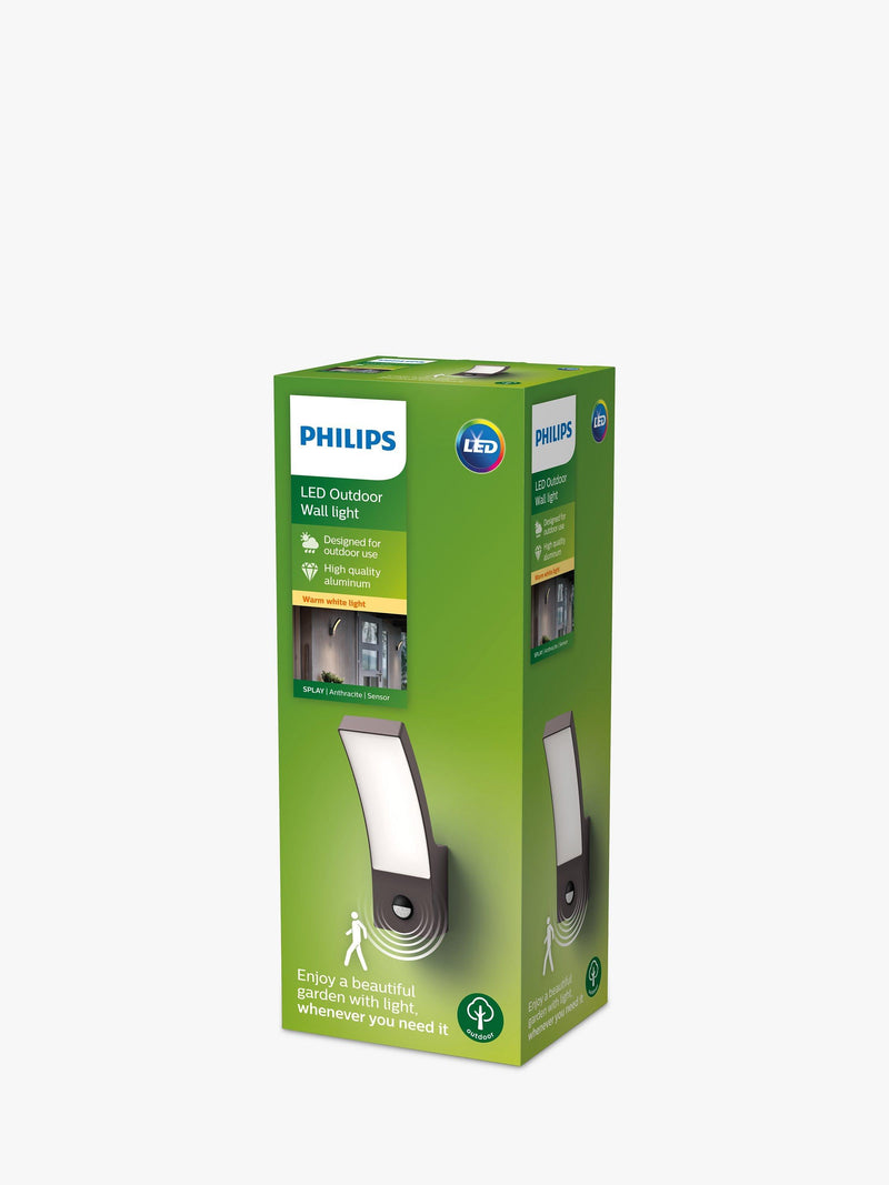 Philips Splay LED motion sensor outdoor wall light anthracite, imported from the UK