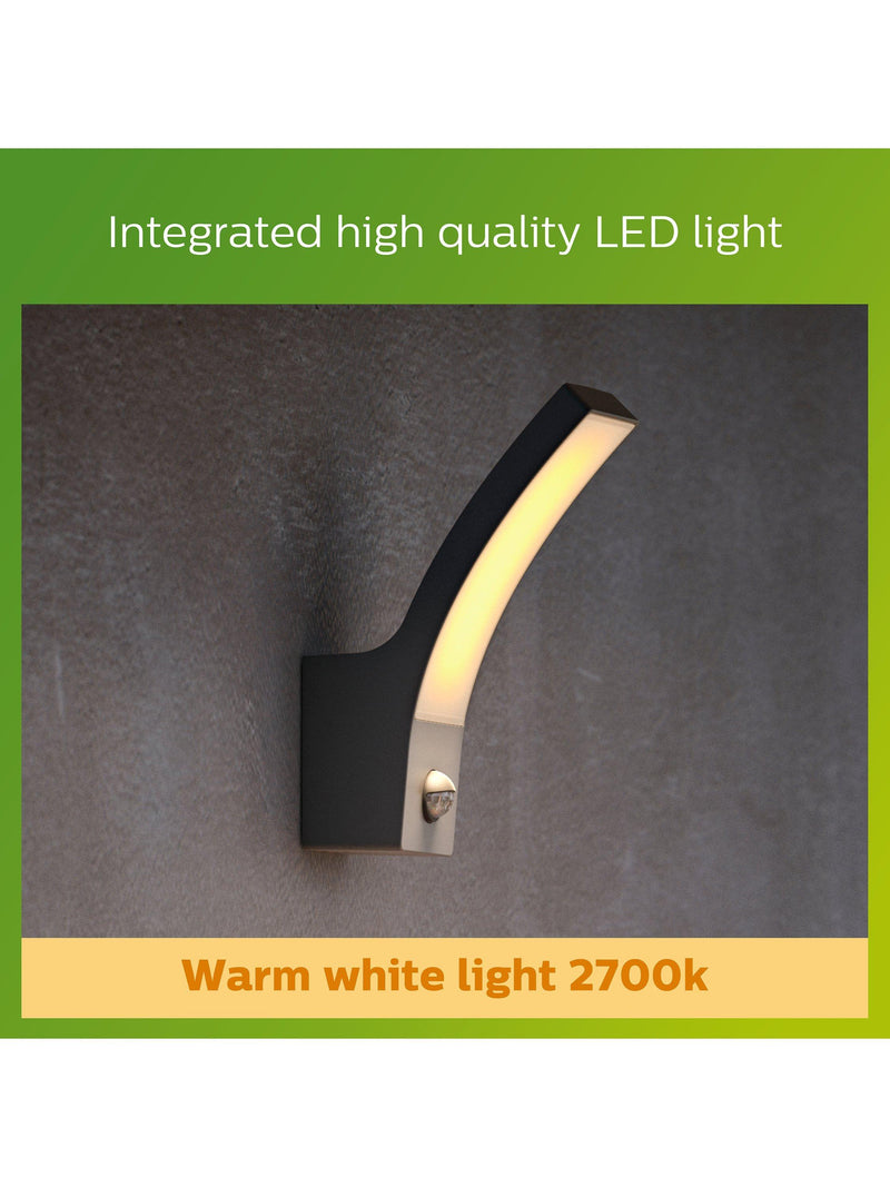 Philips Splay LED motion sensor outdoor wall light anthracite, imported from the UK