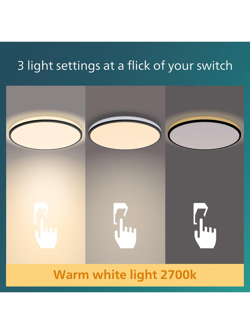 Philips flush ceiling light black 40cm (British brand)