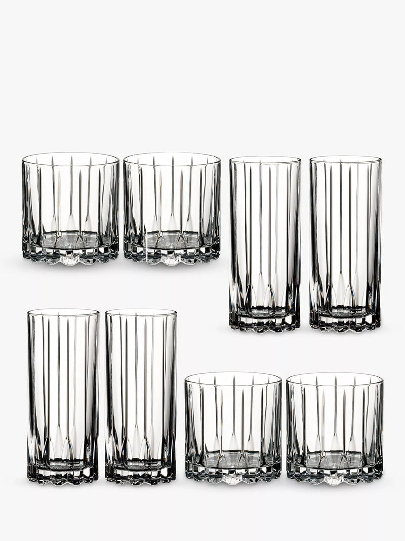 RIEDEL clear highball and tumbler glass set, 8-piece, imported from the UK