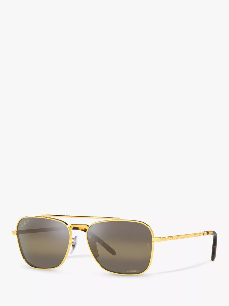 Ray-Ban New Caravan square polarised sunglasses Legend Gold Brown - British product