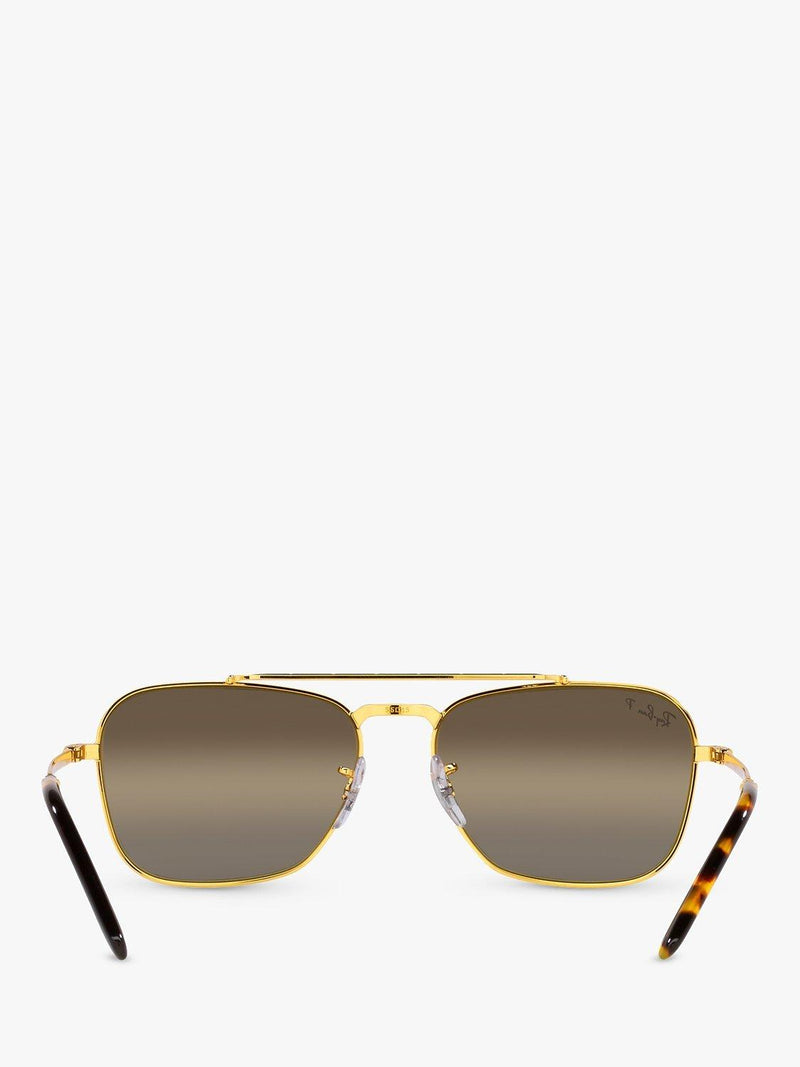 Ray-Ban New Caravan square polarised sunglasses Legend Gold Brown - British product