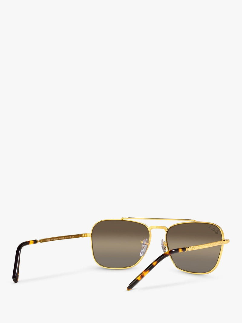 Ray-Ban New Caravan square polarised sunglasses Legend Gold Brown - British product