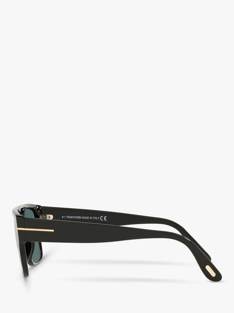 TOM FORD rectangular sunglasses TR001363 shiny black blue - British product