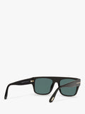 TOM FORD rectangular sunglasses TR001363 shiny black blue - British product