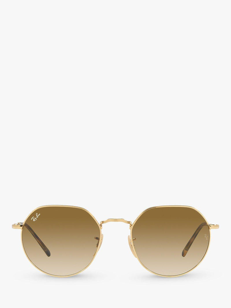 Ray-Ban Jack hexagonal sunglasses gold brown gradient 51mm, imported from the UK
