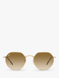 Ray-Ban Jack hexagonal sunglasses gold brown gradient 51mm, imported from the UK
