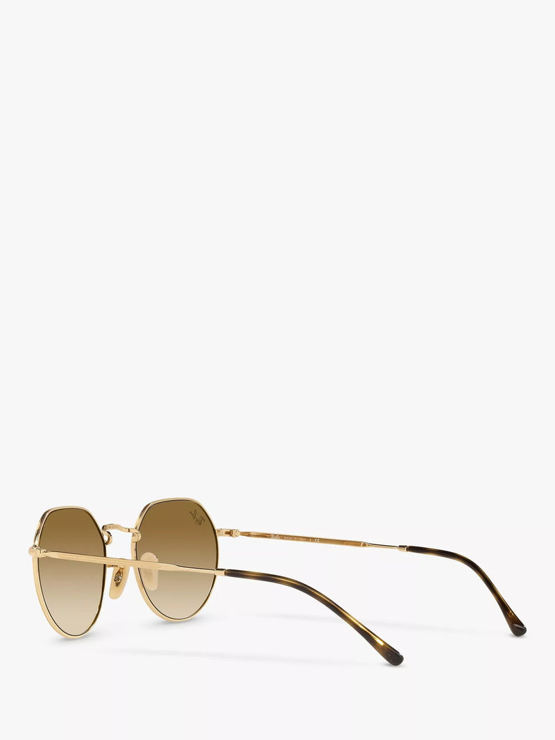 Ray-Ban Jack hexagonal sunglasses gold brown gradient 51mm, imported from the UK