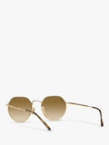 Ray-Ban Jack hexagonal sunglasses gold brown gradient 51mm, imported from the UK