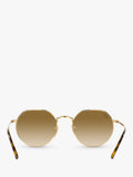 Ray-Ban Jack hexagonal sunglasses gold brown gradient 51mm, imported from the UK