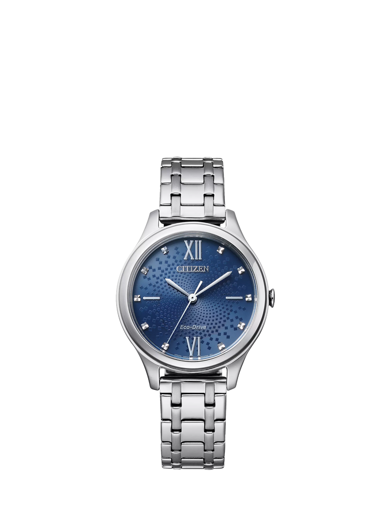 Citizen Eco-Drive women's watch blue dial stainless steel 32mm (British brand)