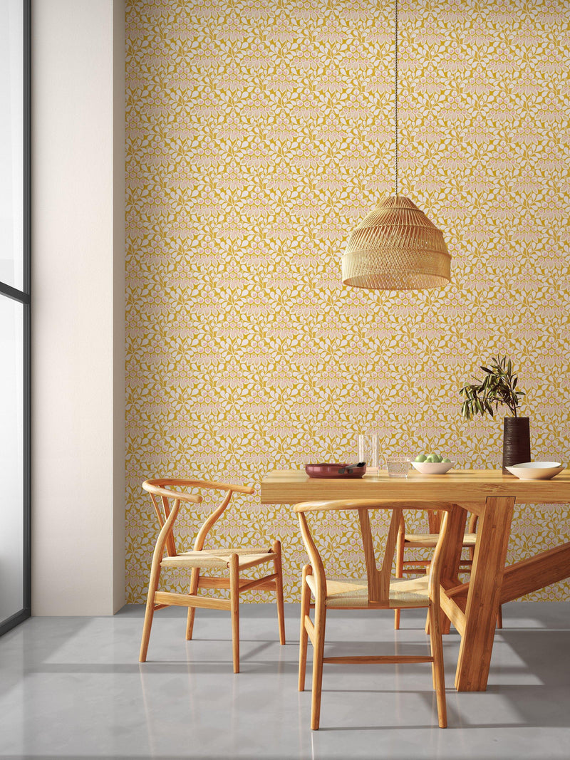Scion Elsa wallpaper yellow blush pink roll 10m x 52cm (British brand)