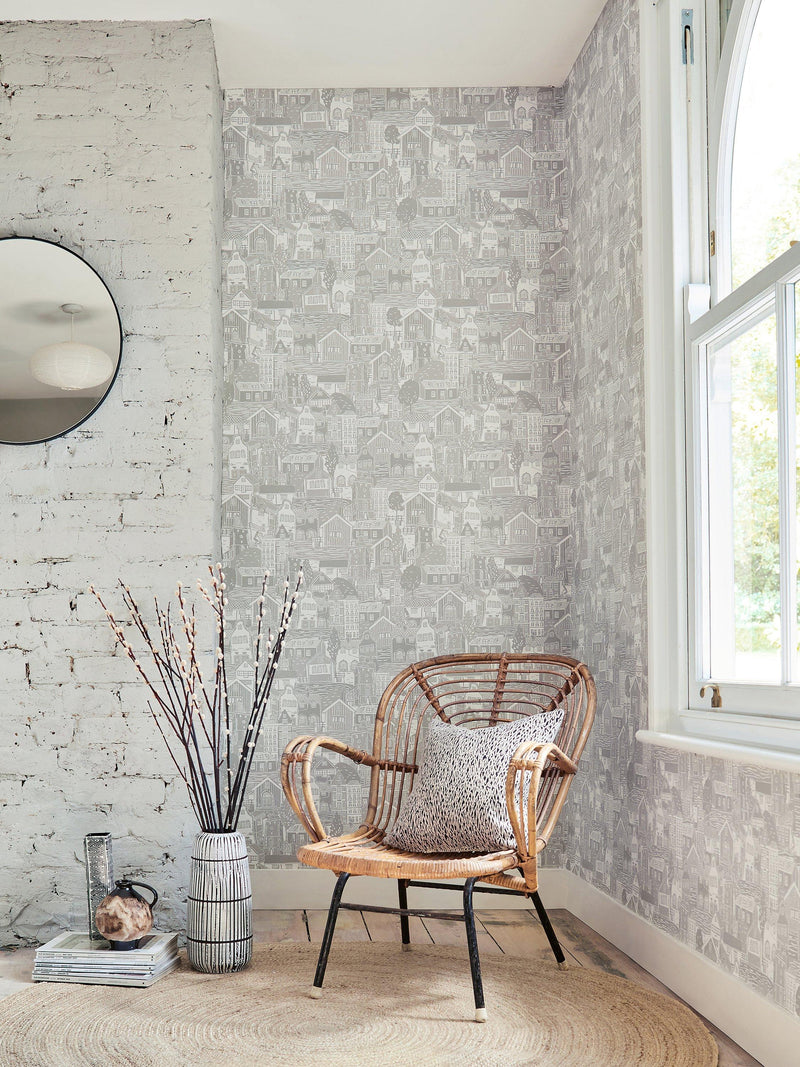 Scion Stockholm wallpaper lino-cut design 10m x 52cm, imported from the UK