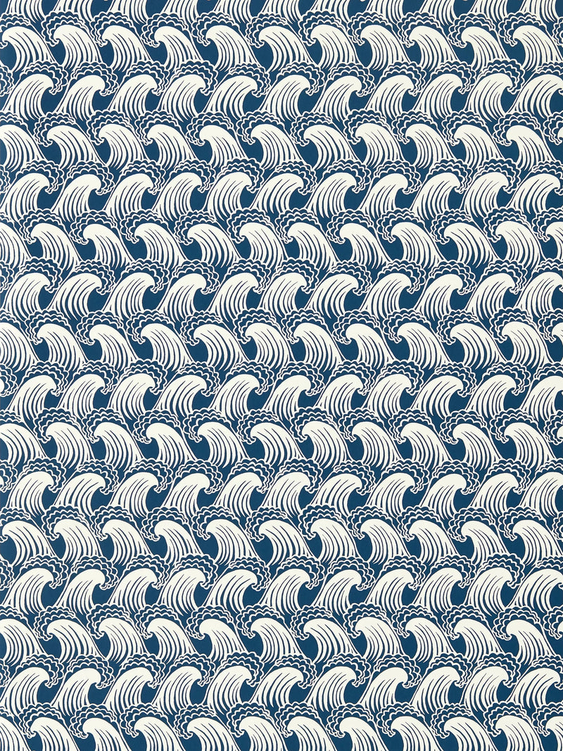 Scion indigo blue ocean wave wallpaper (British brand)