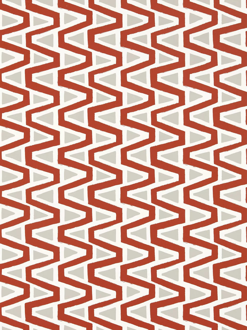 Harlequin Perception geometric wallpaper with three colours and painterly edge, UK version