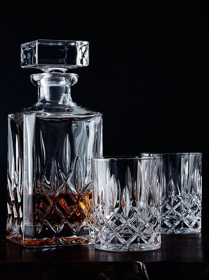 Nachtmann Noblesse whisky decanter and tumbler set 3 piece, imported from the UK