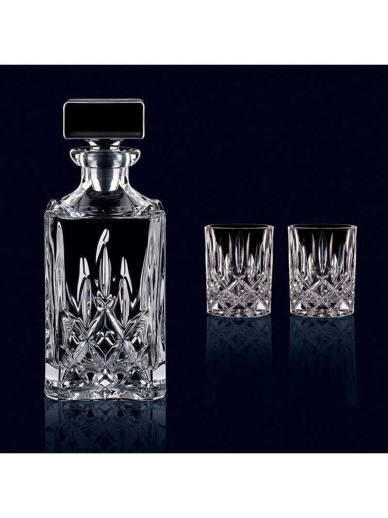 Nachtmann Noblesse whisky decanter and tumbler set 3 piece, imported from the UK