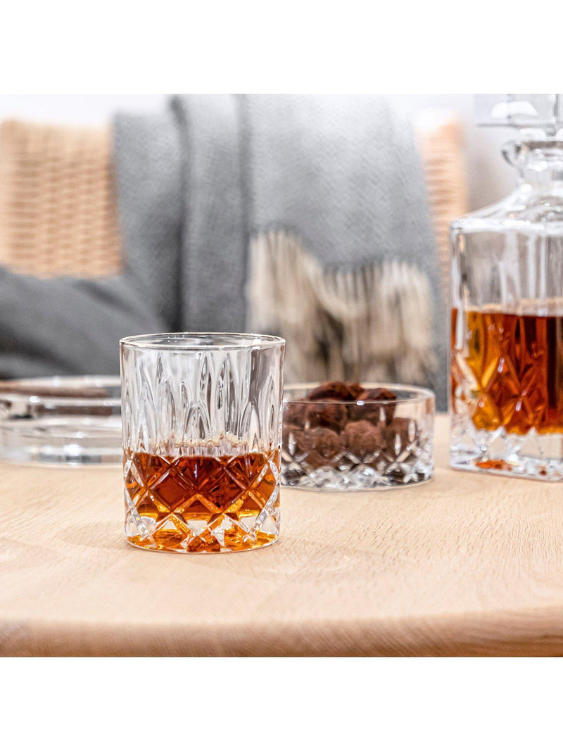 Nachtmann Noblesse whisky decanter and tumbler set 3 piece, imported from the UK