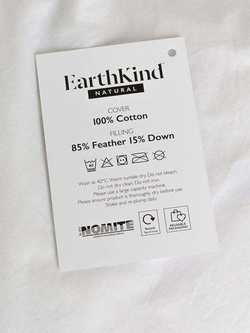 EarthKind recycled feather down medium pillow standard, imported from the UK