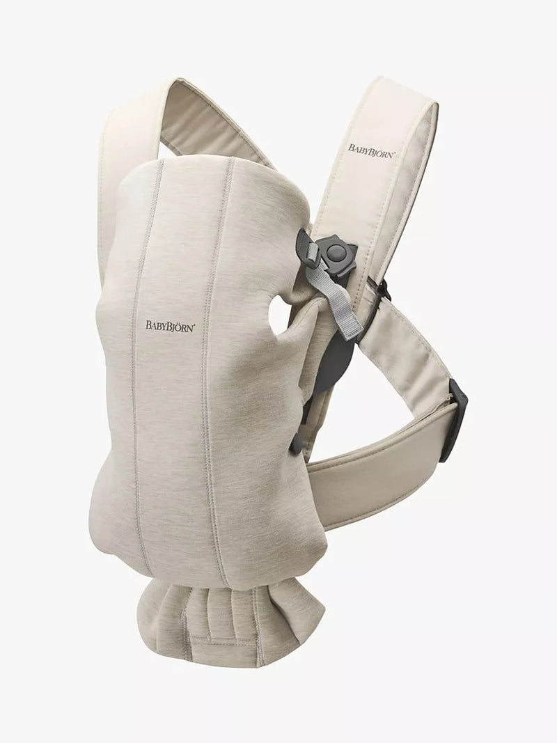 BabyBjörn baby mini carrier in light beige for newborns to 1 year - British product