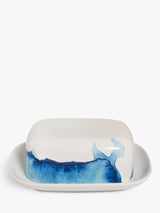 John Lewis Rick Stein Coves of Cornwall Bone China Butter Dish - Blue/White- Buy online at McGrocer