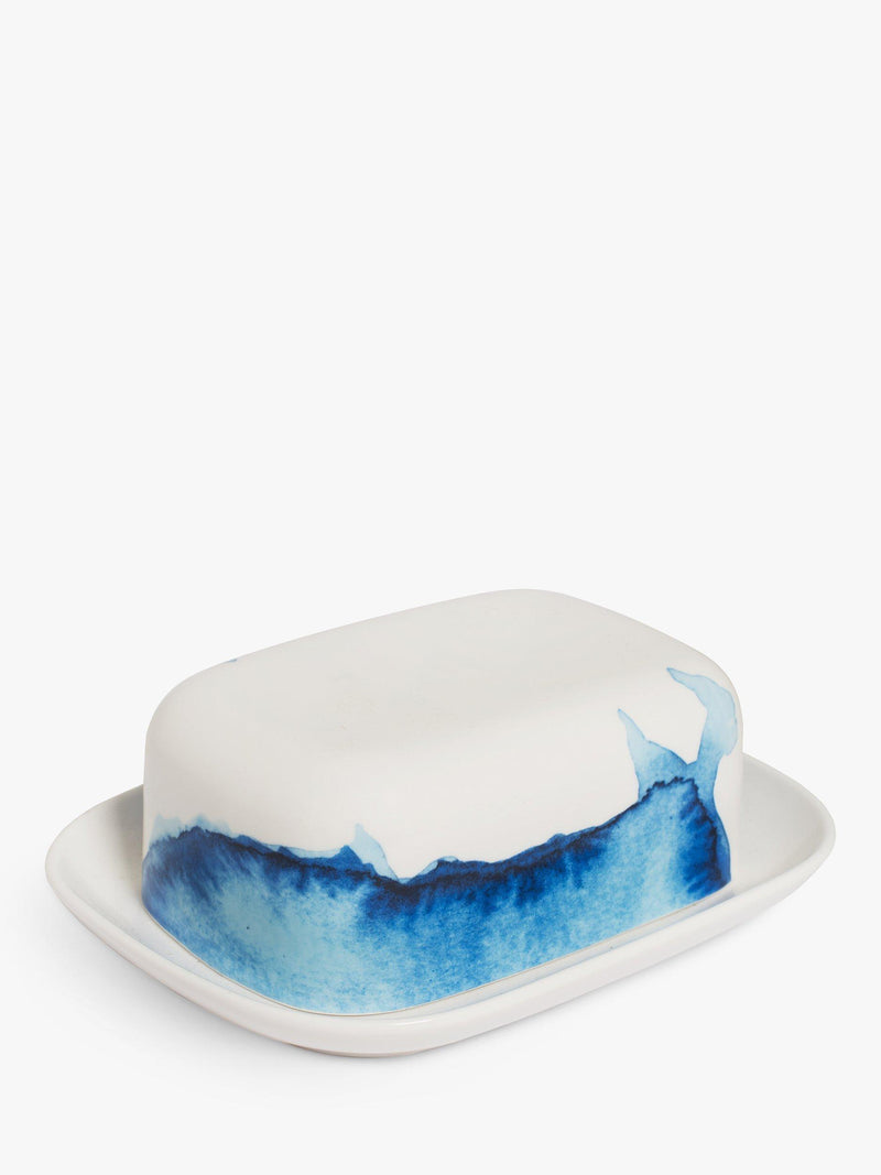 Rick Stein Coves of Cornwall butter dish, blue/white bone china, imported from the UK
