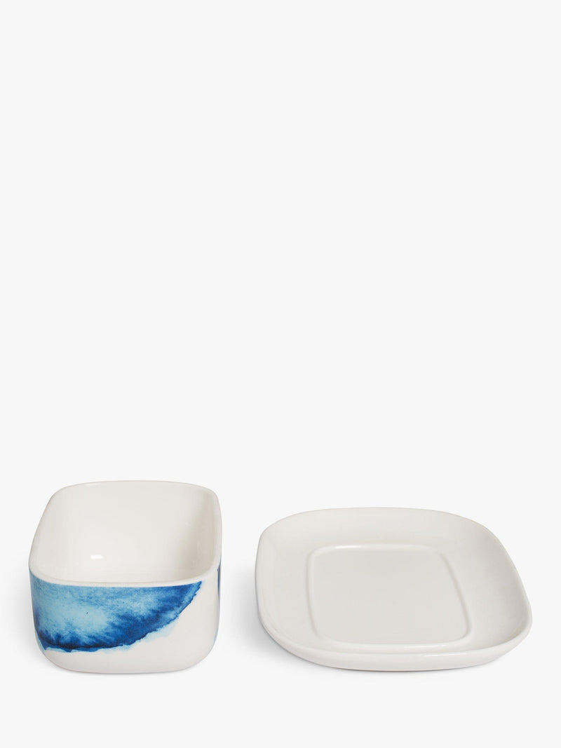 Rick Stein Coves of Cornwall butter dish, blue/white bone china, imported from the UK