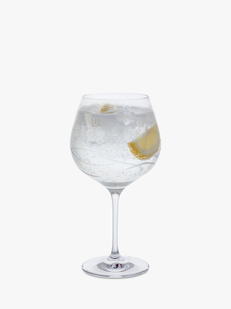 Stemmed Gin Cocktail Glass Set of 2 with Swirling Cut Design, 610ml, Lead-Free Crystal