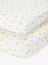 John Lewis John Lewis Night & Day Print Fitted Cotton Baby Sheet, Pack of 2, Cotbed (120 x 140cm)- Buy online at McGrocer