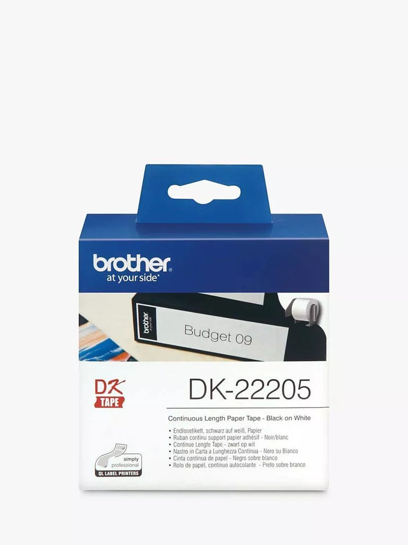 Brother black on white continuous label roll 62mm x 30.48m (British brand)