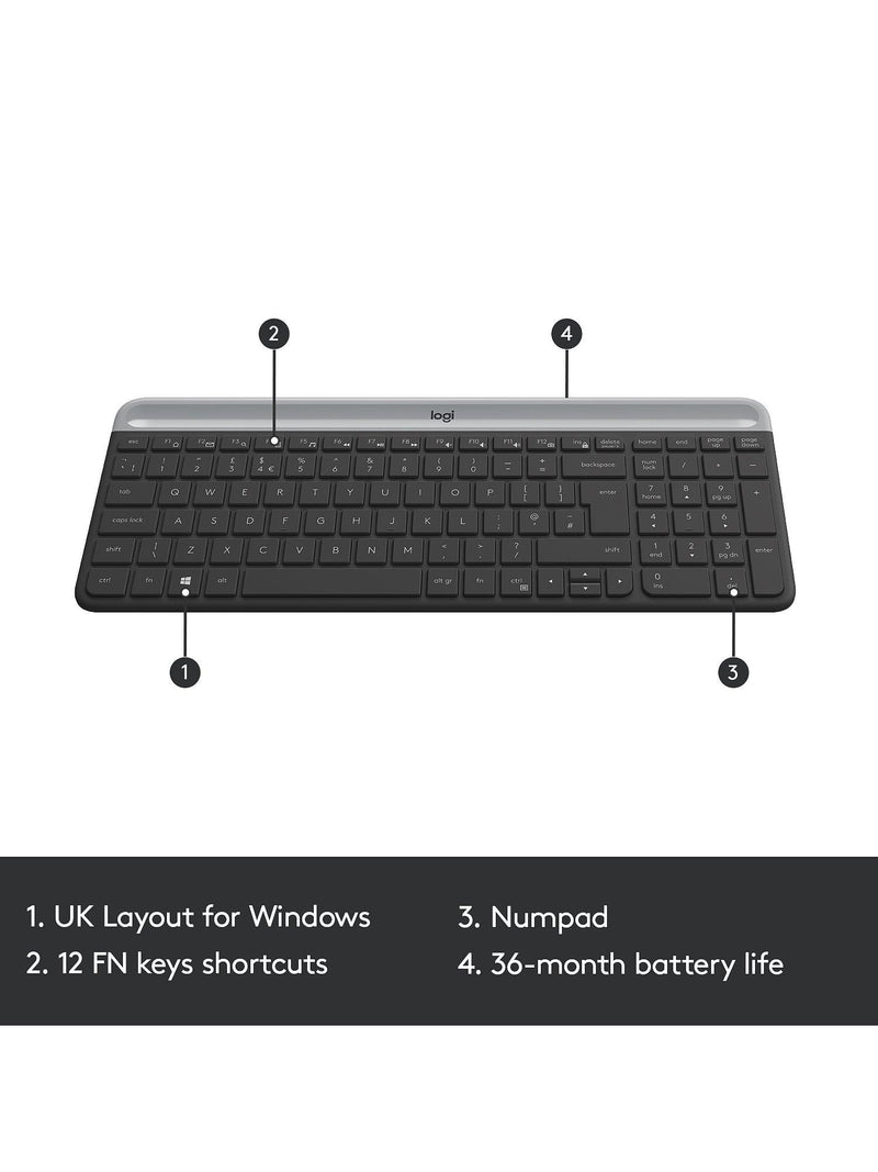 Logitech MK470 wireless keyboard and mouse black - British product
