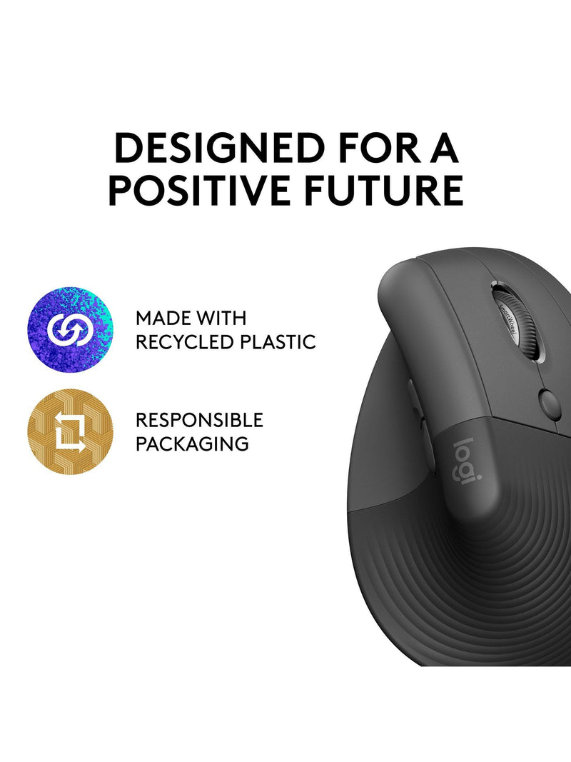 Logitech Lift vertical ergonomic mouse graphite, imported from the UK