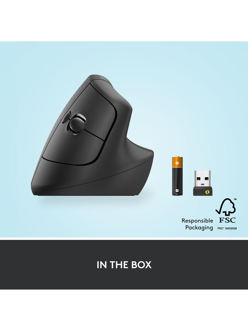 Logitech Lift vertical ergonomic mouse graphite, imported from the UK