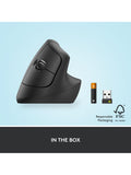 Logitech Lift vertical ergonomic mouse graphite, imported from the UK