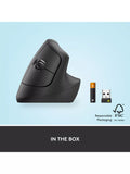 Logitech Lift vertical ergonomic mouse graphite, imported from the UK