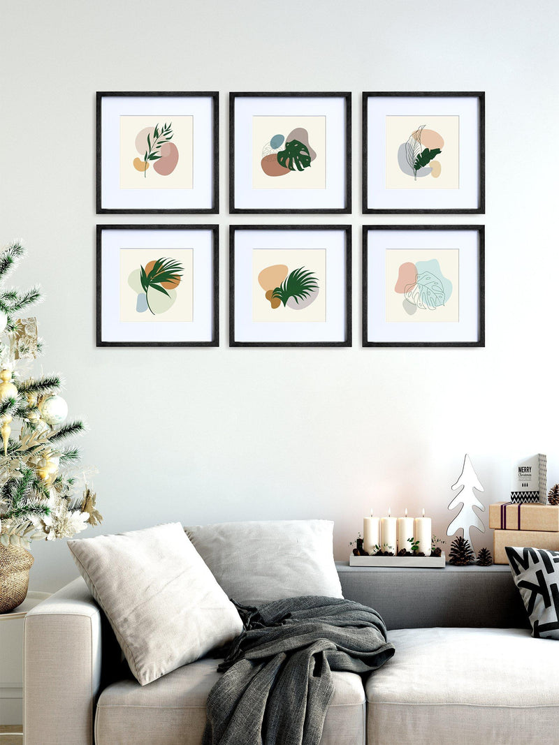 Nielsen square photo frame and mount set for six 8 x 8 inch images, black wood-effect finish, imported from the UK